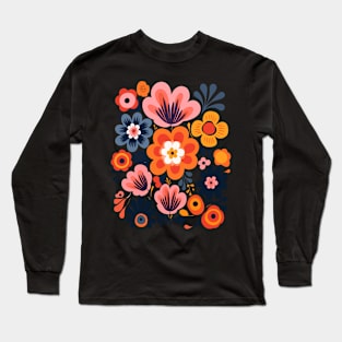 Petals in Motion Shirt - Dynamic Floral Design - Unique Women's Tee Long Sleeve T-Shirt